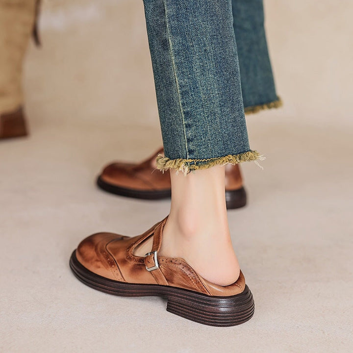 Velda - Leather Mary Janes
