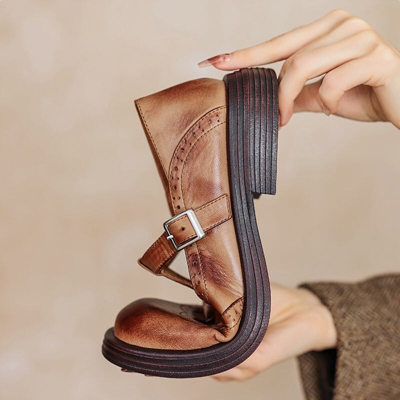 Velda - Leather Mary Janes