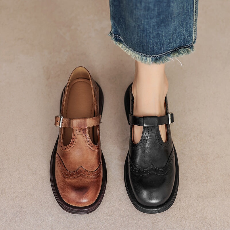 Velda - Leather Mary Janes