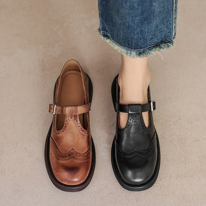Velda - Leather Mary Janes
